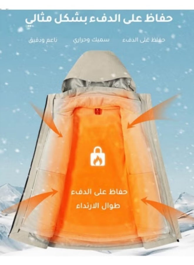 REOCLE Men's Outdoor Softshell Jacket Waterproof Breathable Hoodie Fleece Softshell Coat for Outdoors Running Cycling Hiking Climbing Black - Image 3