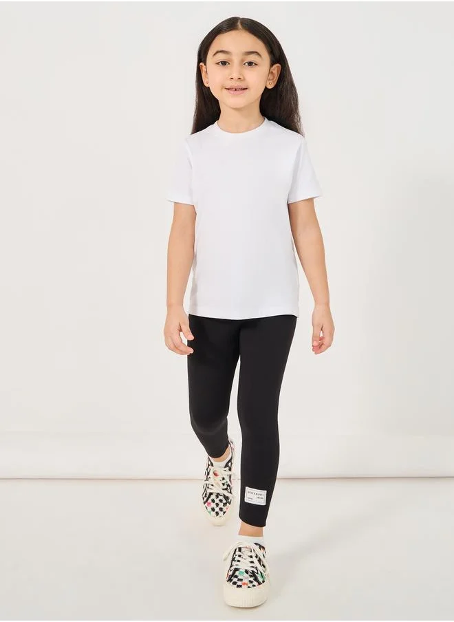 Styli Styli Solid Cotton Leggings with Patch Detail
