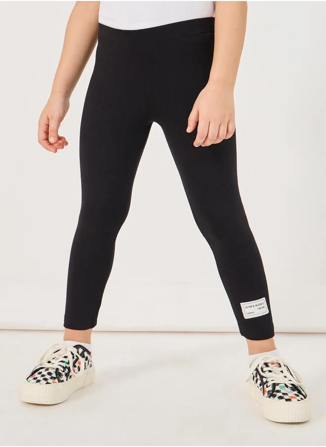 Styli Styli Solid Cotton Leggings with Patch Detail