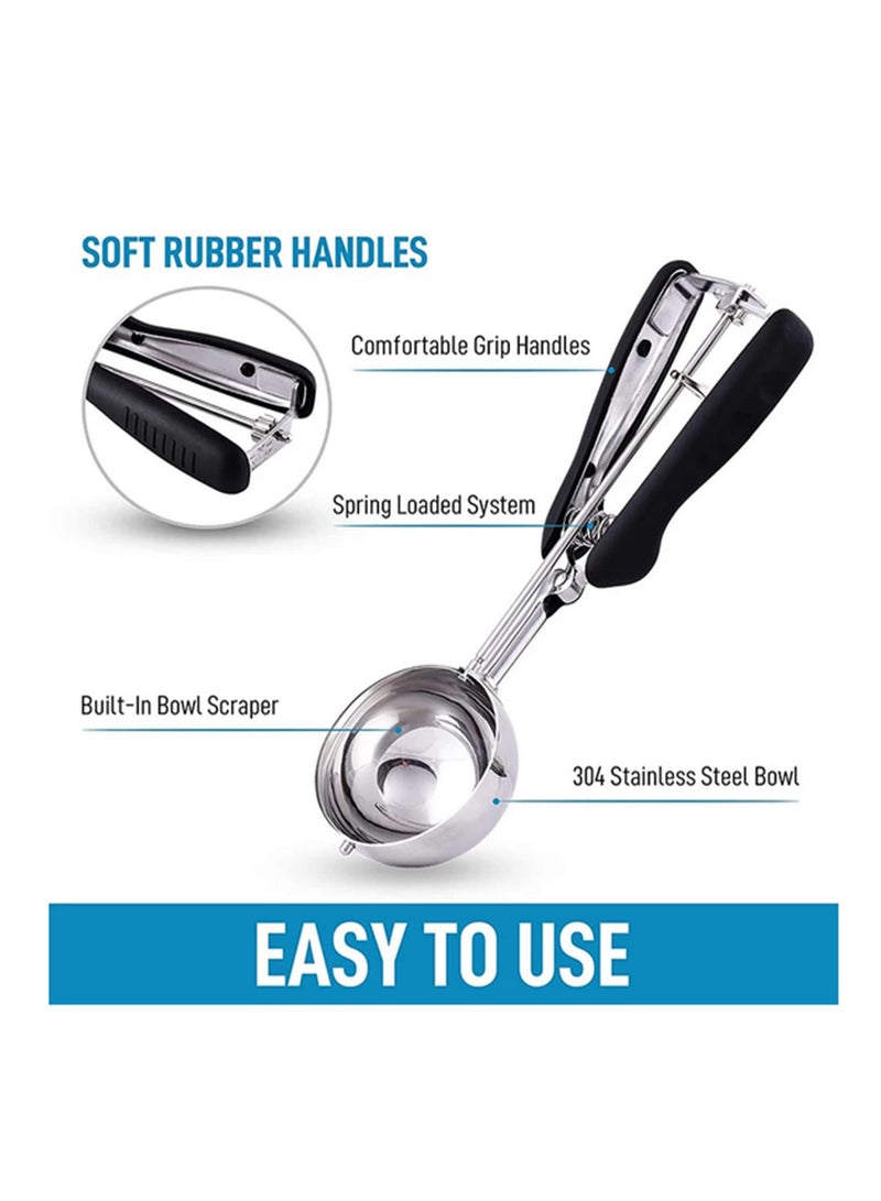 3/4/5cm Ice Cream Spoon Stack Potato Mash Scoop With Spring Handle Stainless Steel Cookies Dough Disher Spoon Kitchen Accessorie-3pcs - Image 3