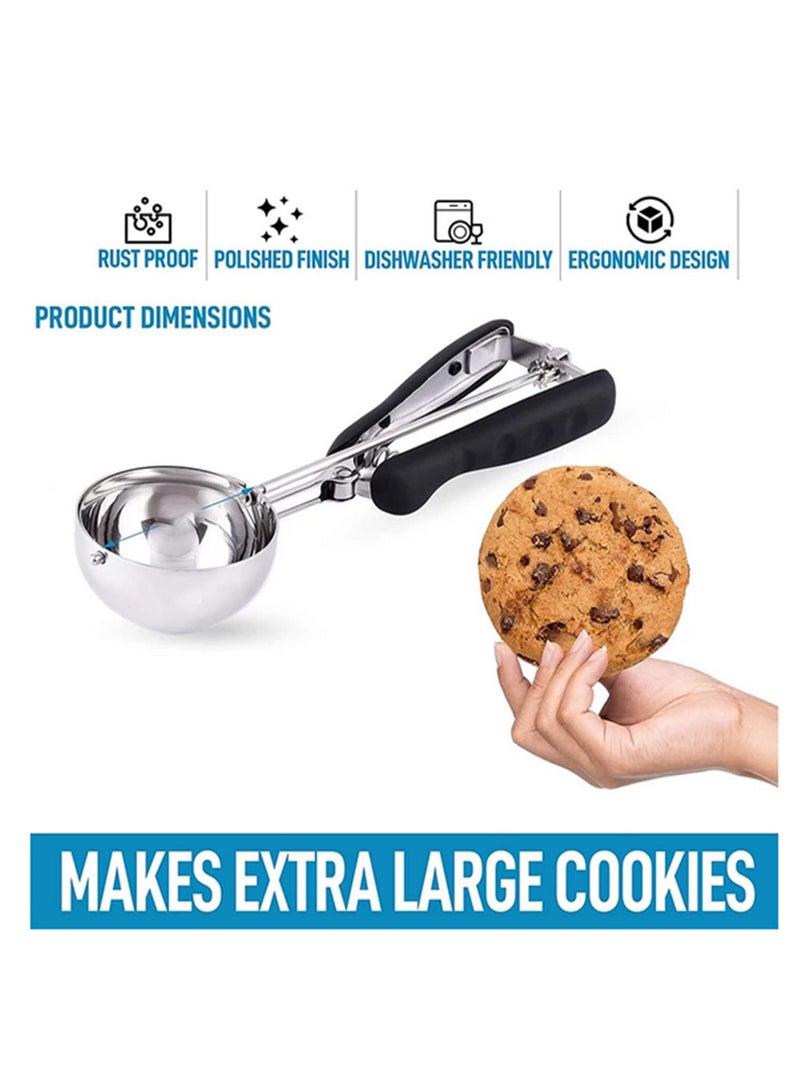 3/4/5cm Ice Cream Spoon Stack Potato Mash Scoop With Spring Handle Stainless Steel Cookies Dough Disher Spoon Kitchen Accessorie-3pcs - Image 4