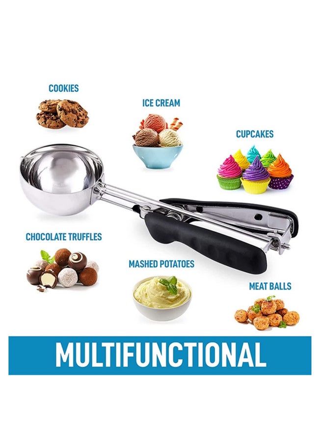 3/4/5cm Ice Cream Spoon Stack Potato Mash Scoop With Spring Handle Stainless Steel Cookies Dough Disher Spoon Kitchen Accessorie-3pcs - Image 5