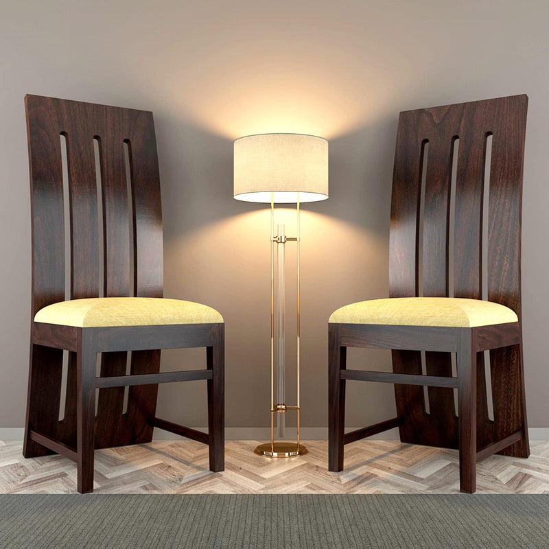 KENDALWOOD Furniture Solid Sheesham Wood Dining Chair Study Chair Multipurpose Chair Dining Chairs Natural Finish Color Walnut Finish with Cream Cushion