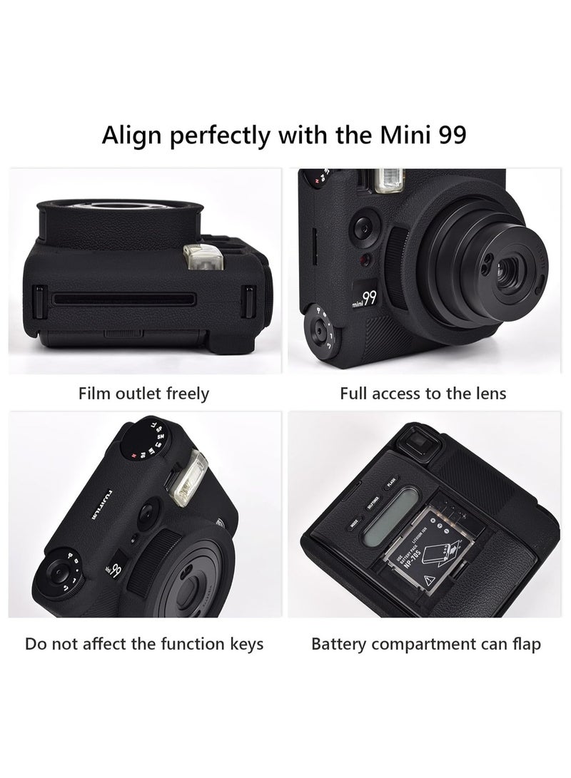 **غلاف واقي متوافق مع Fujifilm Mini 99، غلاف كاميرا Mini 99 من السيليكون اللين عالي الجودة لكاميرا Fujifilm Mini 99 الفورية، غلاف من المطاط اللين البلاستيكي بتغطية كاملة خفيف الوزن - أسود.** - Image 2