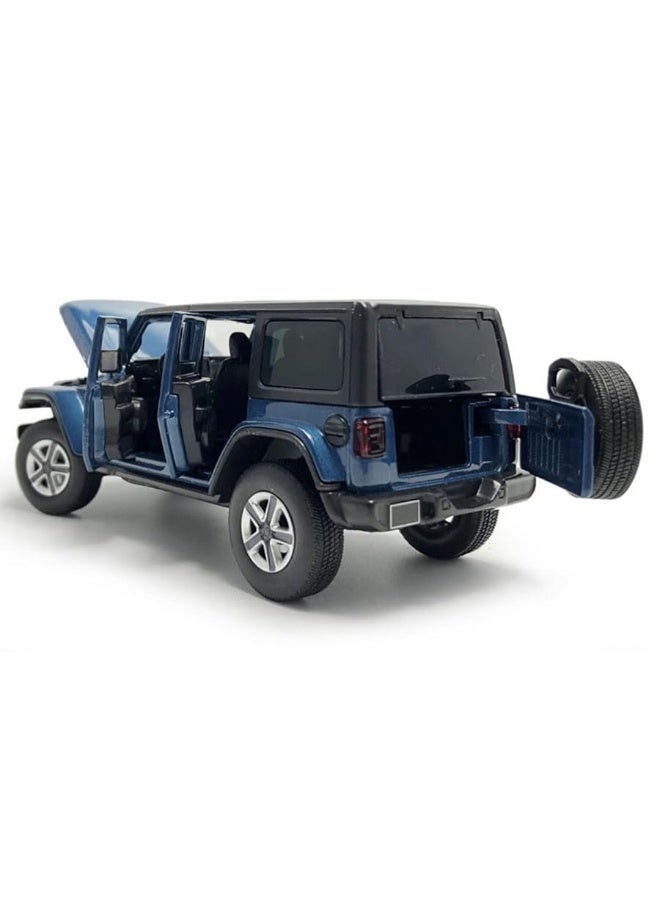 VIIGER 4 Door Wrangler Sahara Hard Top SUV Model Car Diecast Toy Cars 1/32 Scale Metal Vehicle Children's Die-cast Vehicles, Doors Open, Light Sound, Toys for Boys Gifts Kids Adults Men Collection, Blue - Image 2