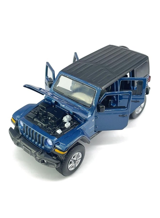 VIIGER 4 Door Wrangler Sahara Hard Top SUV Model Car Diecast Toy Cars 1/32 Scale Metal Vehicle Children's Die-cast Vehicles, Doors Open, Light Sound, Toys for Boys Gifts Kids Adults Men Collection, Blue - Image 1