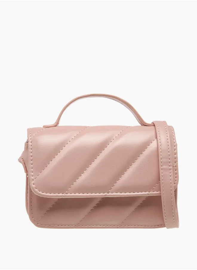 Flora Bella By Shoexpress Girls Quilted Crossbody Bag with Adjustable Strap and Magnetic Closure