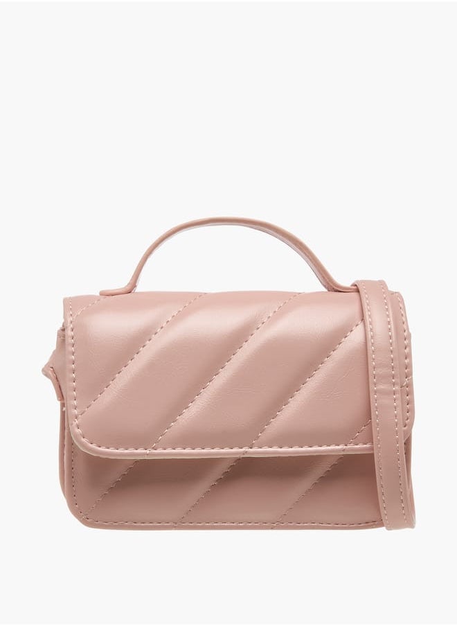 Flora Bella By Shoexpress Girls Quilted Crossbody Bag with Adjustable Strap and Magnetic Closure  - Image 1