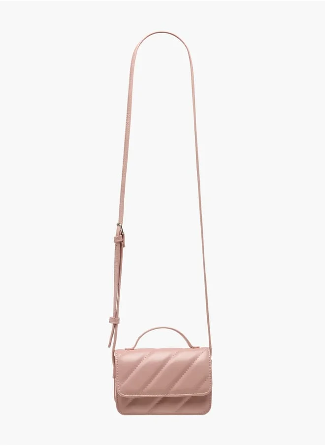 Flora Bella By Shoexpress Girls Quilted Crossbody Bag with Adjustable Strap and Magnetic Closure