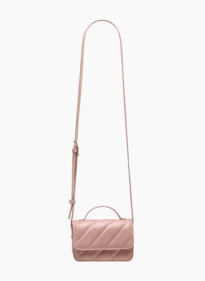 Flora Bella By Shoexpress Girls Quilted Crossbody Bag with Adjustable Strap and Magnetic Closure  - Image 2
