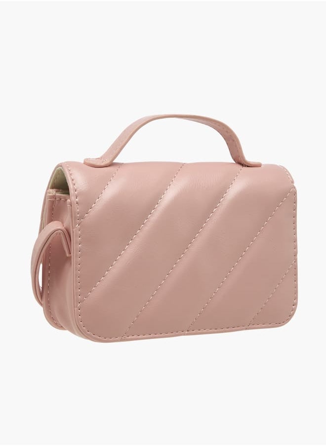 Flora Bella By Shoexpress Girls Quilted Crossbody Bag with Adjustable Strap and Magnetic Closure  - Image 3