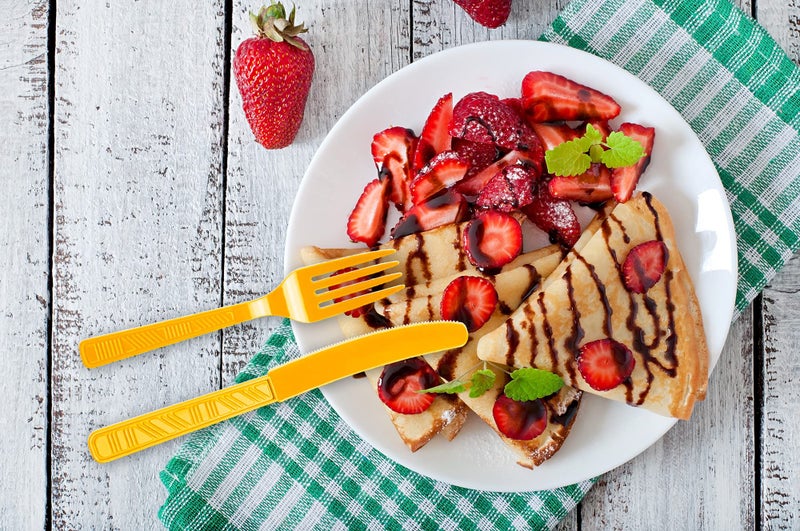 DecorRack Plastic Cutlery Set  Yellow Colored Plastic Silverware Sets for Parties  96 Piece Bulk Heavy Duty Utensils (Yellow  96 Pieces) - Image 4