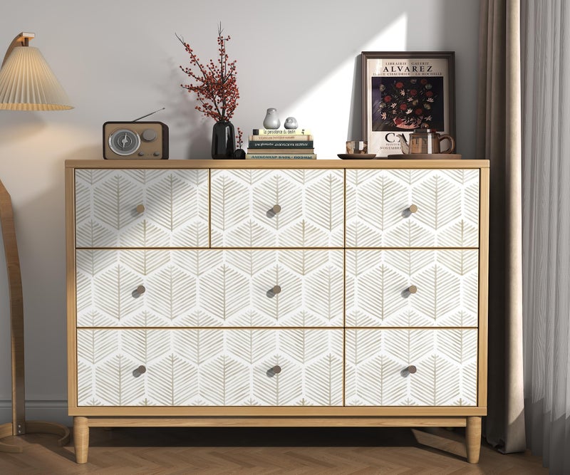 OSECAGE Modern Peel and Stick Wallpaper 17.3''Ã—591'' Self Adhesive Wallpaper Boho Contact Paper Beige and White Geometric Wall Paper Removable Decorative Wallpapers for Bedroom Bathroom Cabinets Decor Vinyl - Image 5
