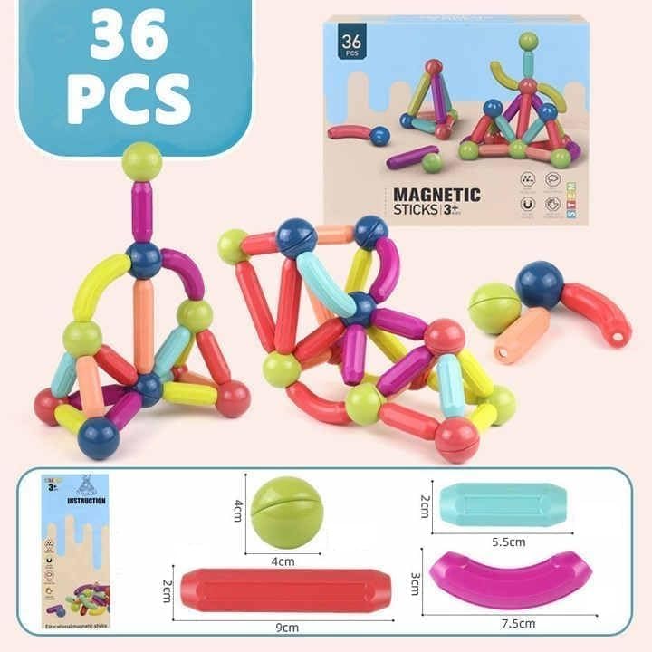 Sky Tech® Magnetic Sticks Building Blocks for Kids Toys for Girls | Magnetic Toys for Boys Age 3+Year 4 5 6 7 8 10 12 14 Old Educational Stem Learning Magnet Stick with Balls Game 36 Pcs - Image 3