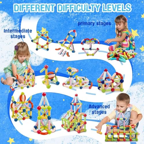 Sky Tech® Magnetic Sticks Building Blocks for Kids Toys for Girls | Magnetic Toys for Boys Age 3+Year 4 5 6 7 8 10 12 14 Old Educational Stem Learning Magnet Stick with Balls Game 36 Pcs - Image 4
