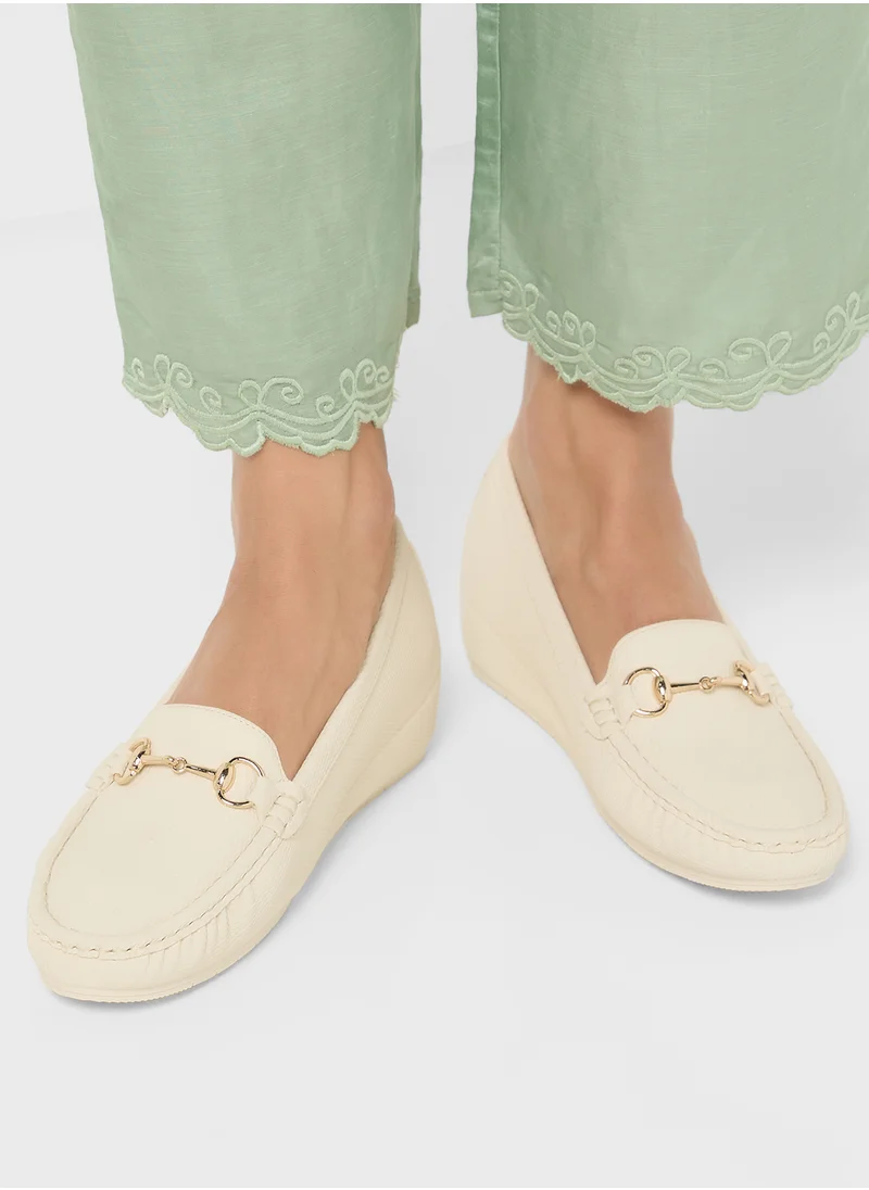 ELLA Horse Bit Trim Wedge Heel Moccasin