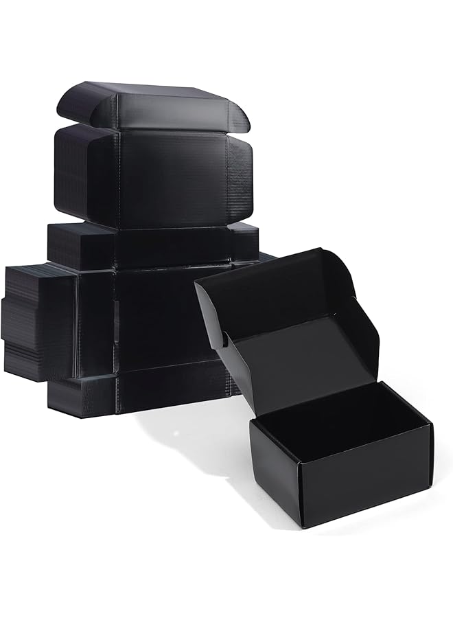 erorex 8X5.5X1.6 Black Small Shipping Boxes 20 Packs Corrugated Cardboard Mailer Boxes For Packaging Small Business Mailing Gifts Wrap Boxes With Lids - Image 1