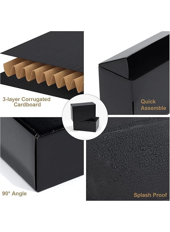 erorex 8X5.5X1.6 Black Small Shipping Boxes 20 Packs Corrugated Cardboard Mailer Boxes For Packaging Small Business Mailing Gifts Wrap Boxes With Lids - Image 4
