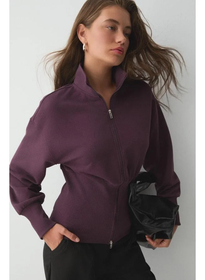 Ethiquet VIVALDI Women's Organic Cotton Waist Corset Zippered Purple Sweatshirt.