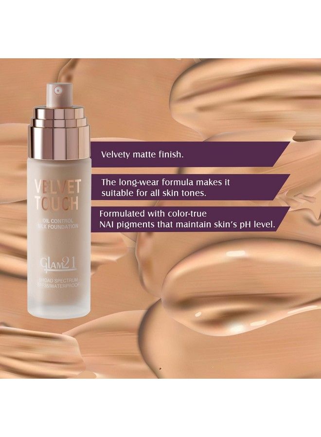 Glam 21 Glam21 Velvet Touch Oil Control Silk Foundation;Waterproof High Coverage;Spf 35 Long Lasting;Light Natural50Gm - Image 4