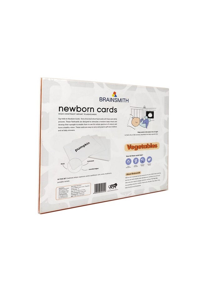 BRAINSMITH - Brainsmith Flash Card for Babies - Vegetable Learning, High-Contrast Picture Cards Set for New Born Baby and Infants (0-6 month old) - Sight and Brain Development - Image 1