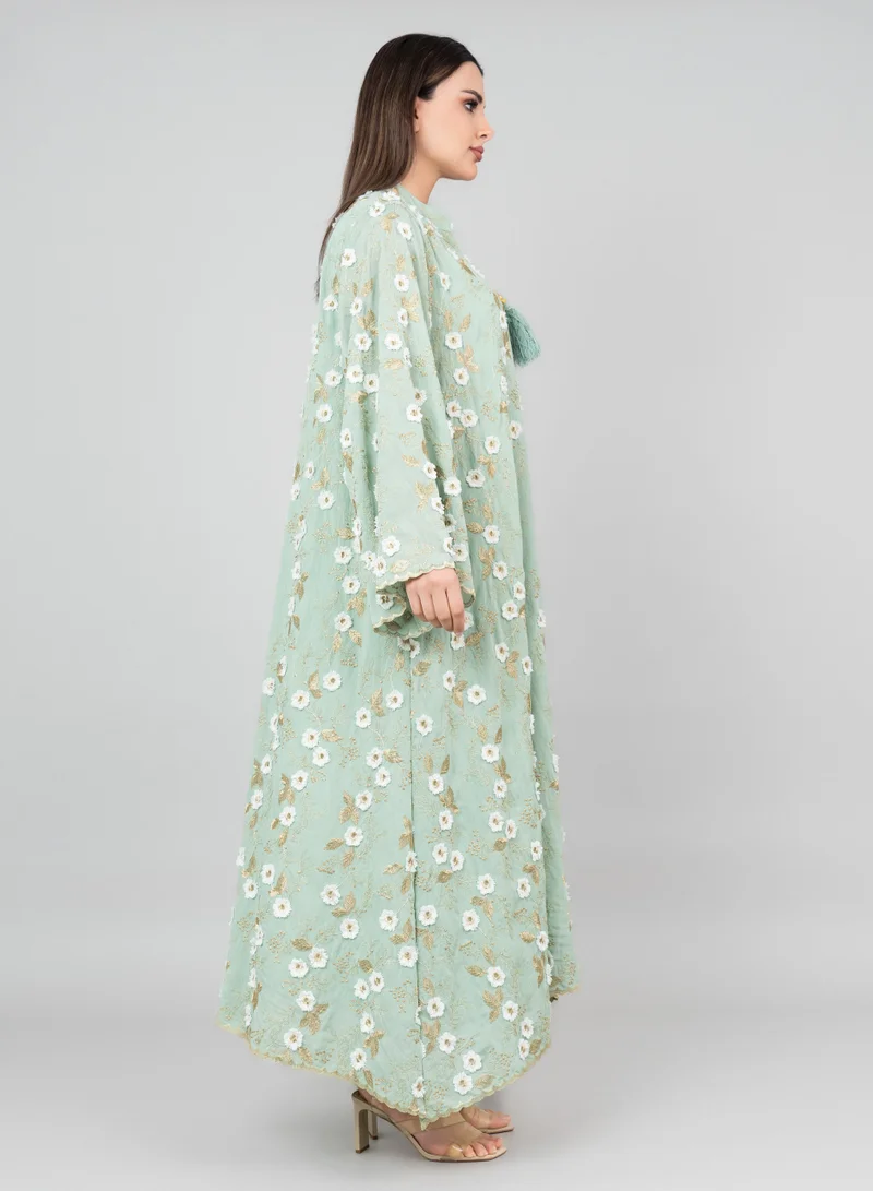 IKKXA Floral Aura Embroidered Jalabiya OMN05 Green