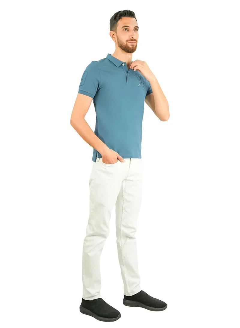 جيوردانو بولو رجالي بنقش أسد ثلاثي الأبعاد بقصة ضيقة وتطريز جريء من قماش البيكيه الفاخر