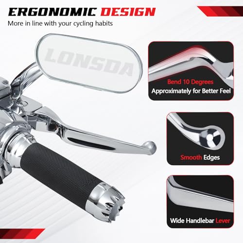 Lonsda Silver Brake Clutch Lever for Harley Davidson 96-03 Sportster 883 1200/96-07 Road King/96-10 Dyna Wide Glide Low Rider/99-09 Night Train/96-10 Fat Boy/Softail 96-14/Street Bob 06-10#OEM 43040 - Image 5