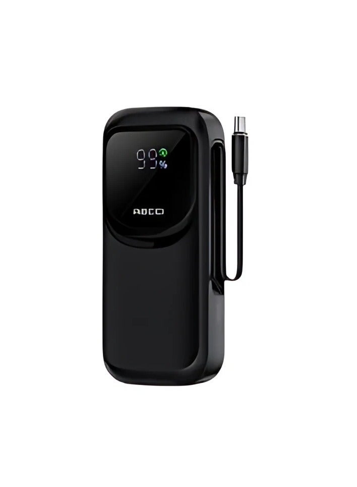 ريتشي باور بانك ريتشي RPB-P47 | شحن سريع 22.5 واط | سعة 10000 مللي أمبير | كابل مدمج قابل للتمدد | تصميم أنيق ومضغوط – أسود - Image 1