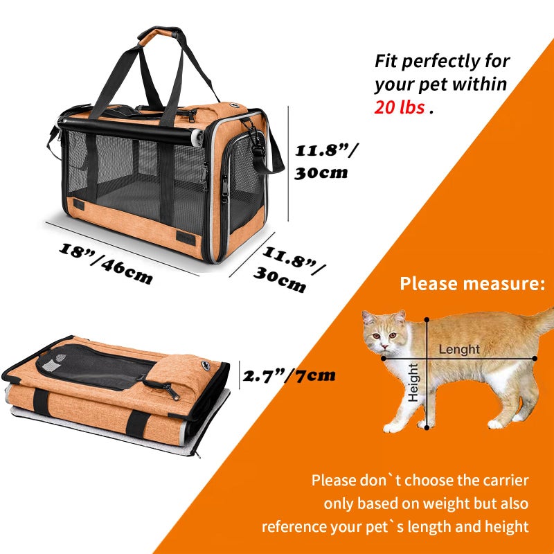 GAPZER Dog Carry Bag for Puppy Pet Soft-Shell Portable Kennel Crate for 0-15 lbs Foldable Pomeranian Travel Cage Tea Cup Yorkie Carrier Purse Indoor Carrying Case Cat Supply Melon Tiny Dog Melon - Image 3