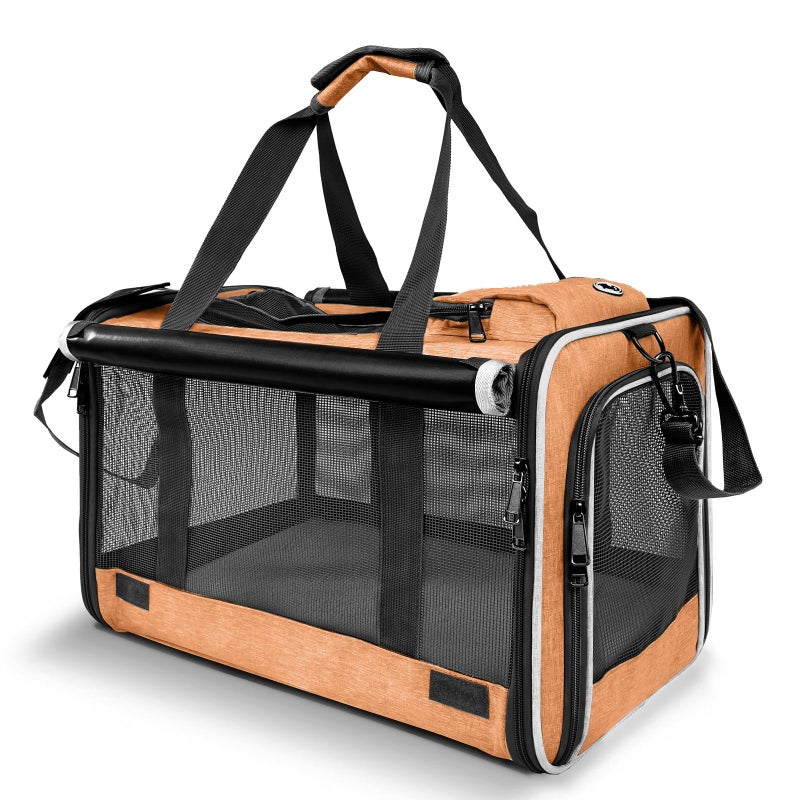 GAPZER Dog Carry Bag for Puppy Pet Soft-Shell Portable Kennel Crate for 0-15 lbs Foldable Pomeranian Travel Cage Tea Cup Yorkie Carrier Purse Indoor Carrying Case Cat Supply Melon Tiny Dog Melon - Image 1
