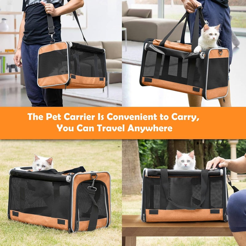 GAPZER Dog Carry Bag for Puppy Pet Soft-Shell Portable Kennel Crate for 0-15 lbs Foldable Pomeranian Travel Cage Tea Cup Yorkie Carrier Purse Indoor Carrying Case Cat Supply Melon Tiny Dog Melon - Image 5