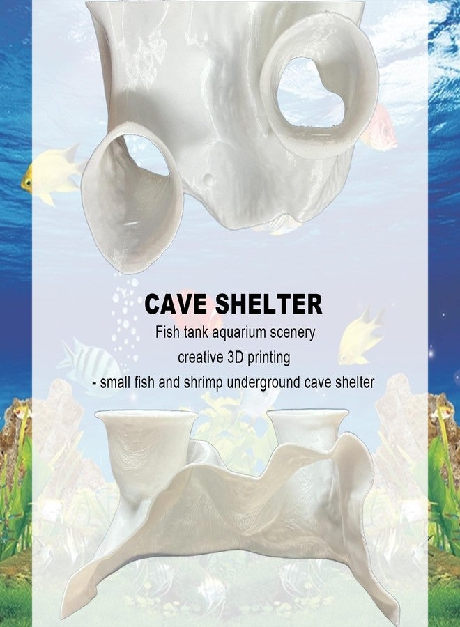 LIYAOLI Aquarium Cave Decor - 3D Printed Corner Fish Tank Tunnel Hideout for Shrimp & Pleco | Corydora - Undergravel Viewing Decoration with Natural Curve - Safe for Betta, Loach & Small Fish (White) - Image 5