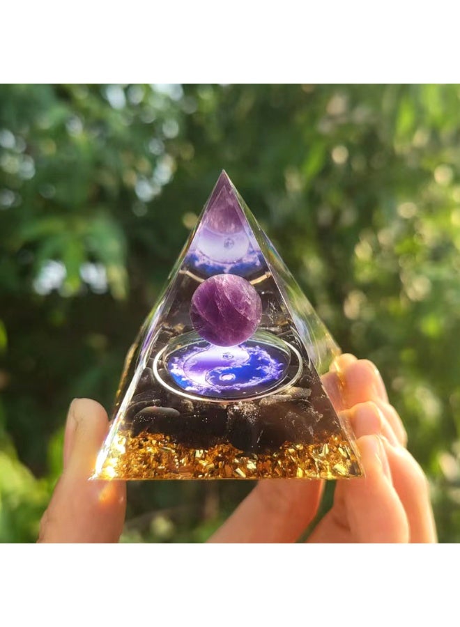 Crystal Pyramid with Crystal Chips - Resin Home Decorative Tabletop Ornament