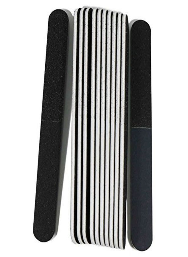 Iridesi Professional Quality Nail File, Black 4 Way, White Center (100180/240600) 12 Pack - Image 2