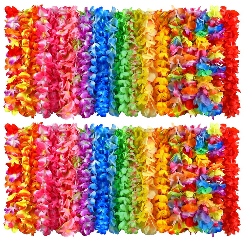 Seifar 120 Packs Hawaiian Luau Leis Bulk Tropical Hawaii Theme Silk Flower Necklace Summer Beach Party Decorations Birthday Party Favors - Image 2