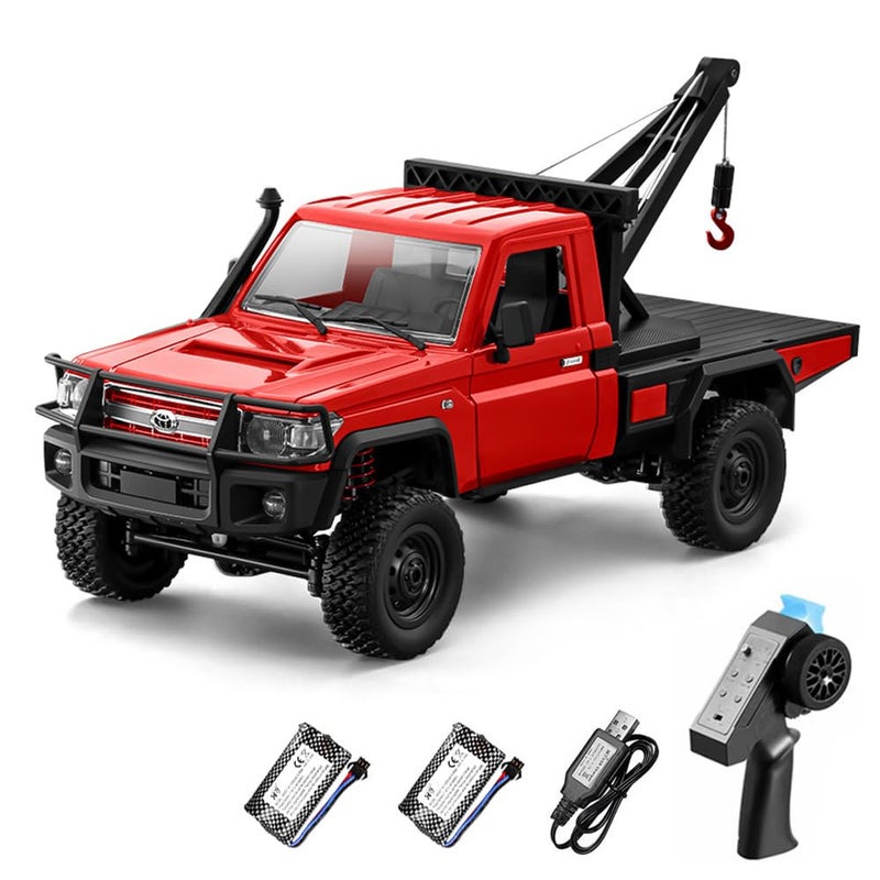 Dodoore RC Truck with Crane 112 Scale RC Crawler MN82T Remote Control Car 24GHz 4WD All Terrain Off Road Pickup Truck Wrecker Vehicle with Lights for Adults Red - Image 3