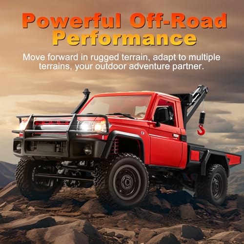 Dodoore RC Truck with Crane 112 Scale RC Crawler MN82T Remote Control Car 24GHz 4WD All Terrain Off Road Pickup Truck Wrecker Vehicle with Lights for Adults Red - Image 5