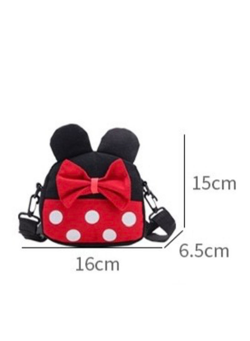 حقائب صغيرة لطيفة بحزام كتف ومزودة بسحاب للفتيات الصغيرات حقيبة سفر بحزام كتف للصغار ميني ماوس كرتونية حقيبة كتف صغيرة للأطفال الصغار، حمراء - Image 3