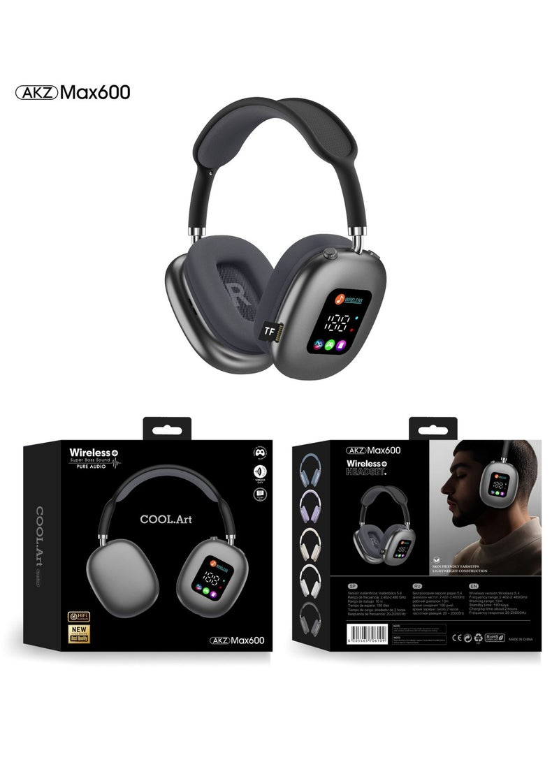 AKZ The MAX600 wireless ear-hook Bluetooth headphones feature an RGB display and card reader, ultra-long battery life, and are ideal for sports. - Image 3