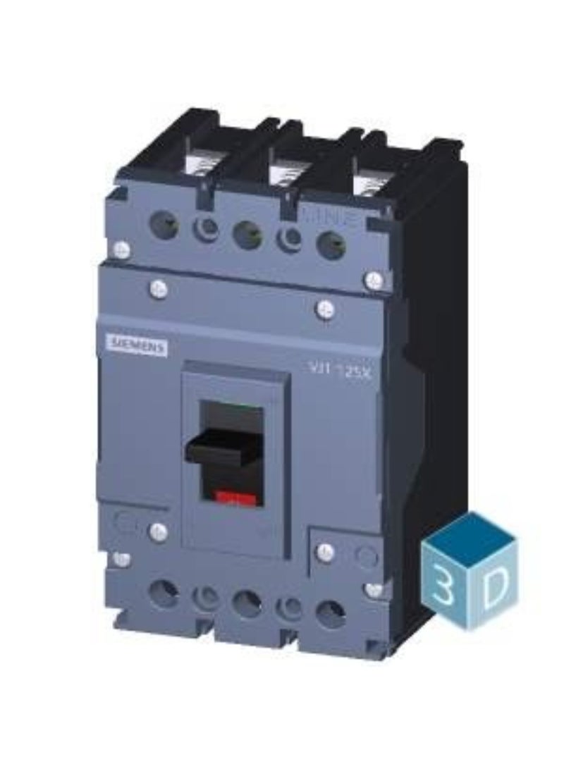 Siemens 3VJ1 Molded Case Circuit Breaker (MCCB), 125A, 3-Pole, 25kA, Fixed Thermal Magnetic Protection  - (Model-3VJ1012-3DA32-0AA0) - Image 2
