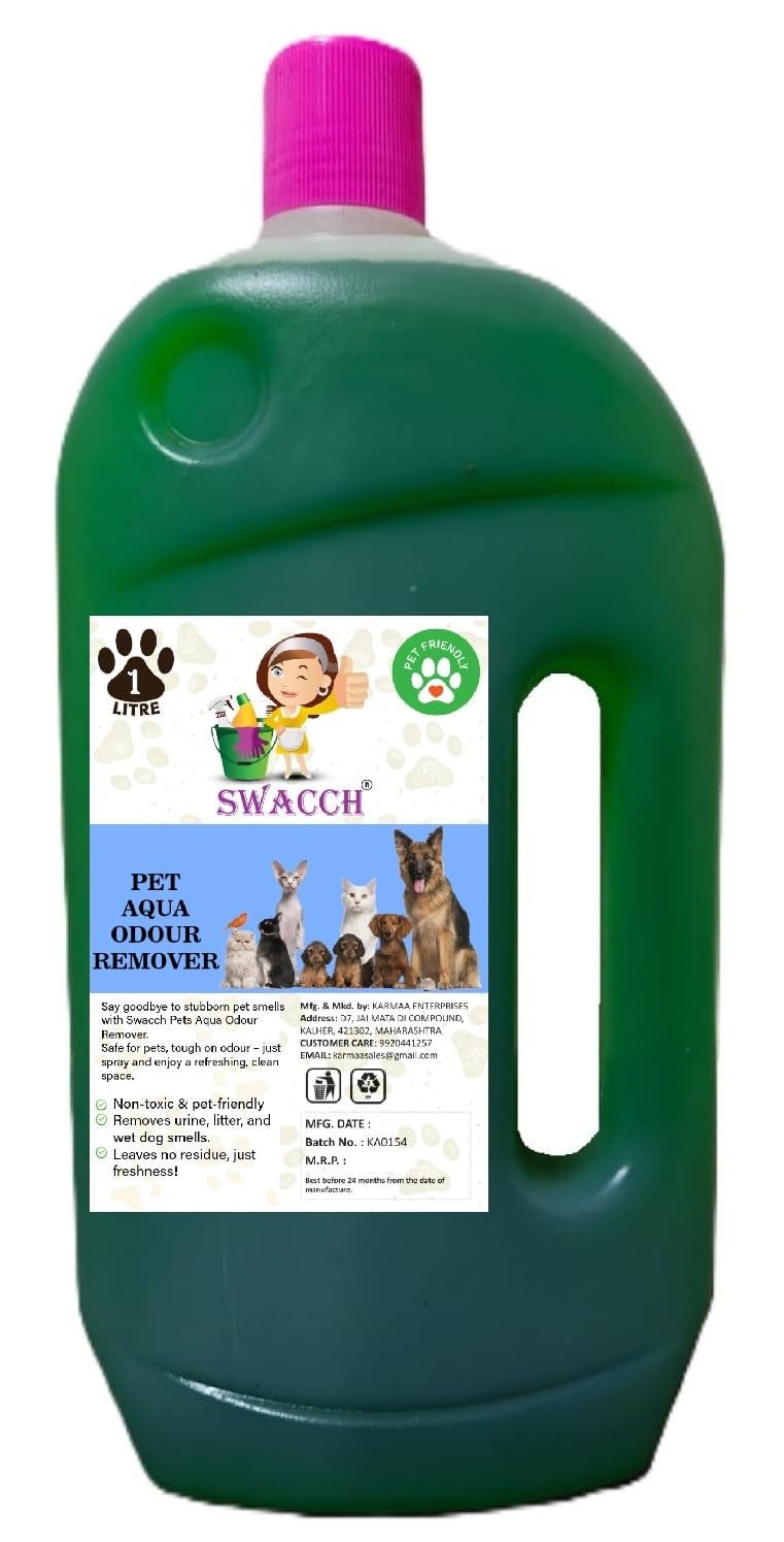 swacch Pet Aqua Odour Remover Liquid I Pet Safe Deodorizer for Home & Pet Areas I 1 Litre Mogra - Image 1