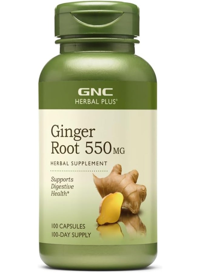 GNC Herbal Plus Ginger Root 550Mg, 100 Capsules, Supports Digestive Health - Image 1