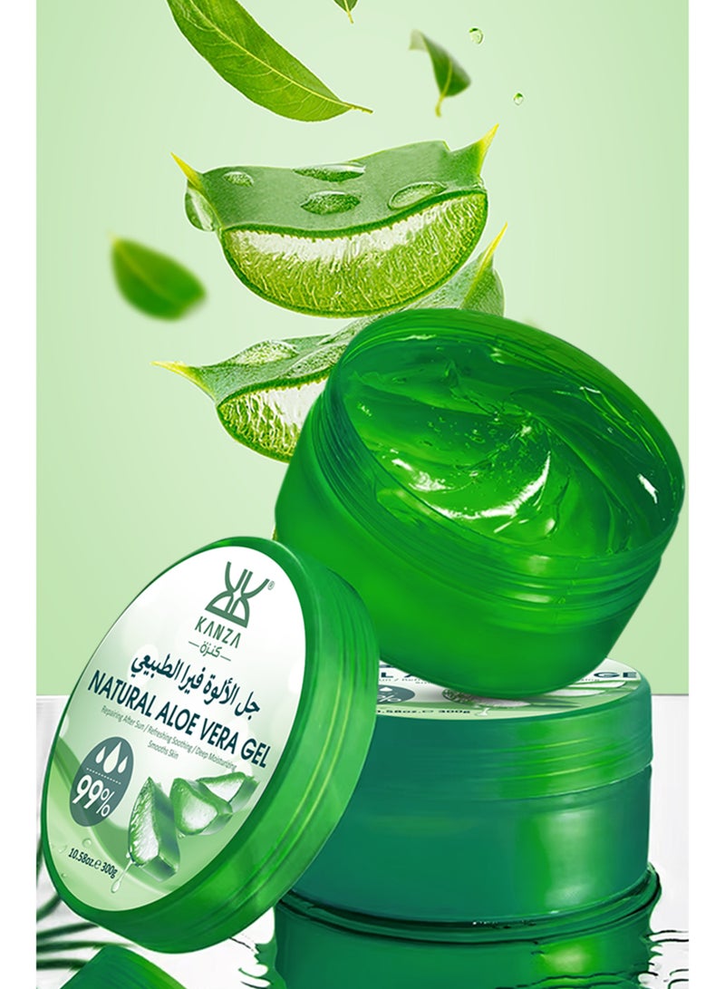 Kanza جل الصبار الطبيعي 300 جرام للوجه والجسم - جل مرطب ومنعش - التحكم في الزيوت - تنظيف عميق - تفتيح لون البشرة - تقليص المسام - كريم جل للوجه مع مستخلصات طبيعية - Image 5