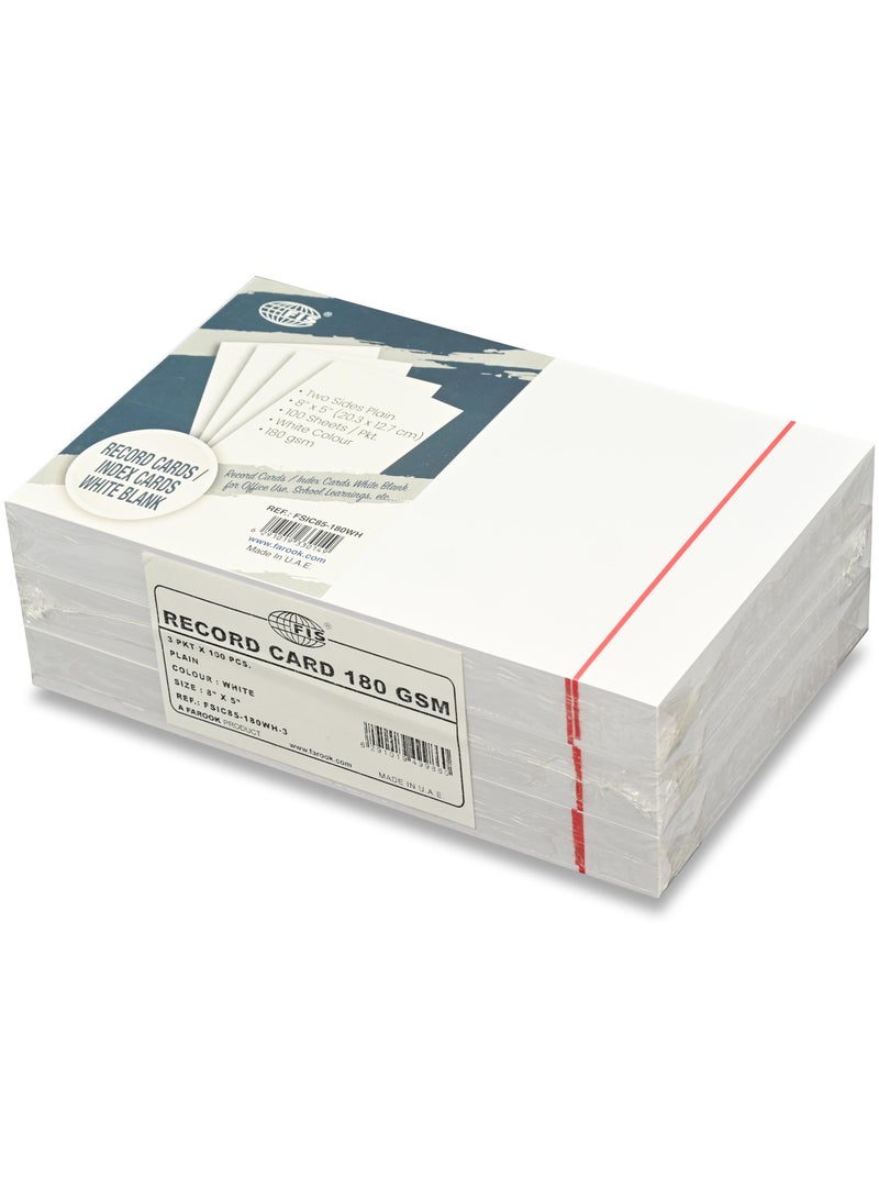 FIS® Record Cards or Index Cards, Size:8"x5" Inches (203x127mm), Two Sides Plain No Ruled, 180gsm, 100 Sheets Per Packet,Packet of 3 Pieces, White Color-FSIC85-180WH-3 - Image 3