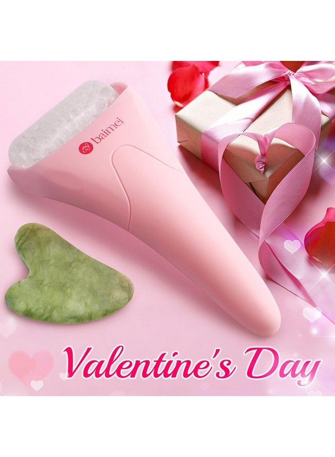 BAIMEI IcyMe Ice Roller for Face Women and Gua Sha Facial Tool Set, Ice Face Roller Reduces Puffiness, Relieves Migraines, Skin Care Tools, Self Care Gift for Women - Pink - Image 2