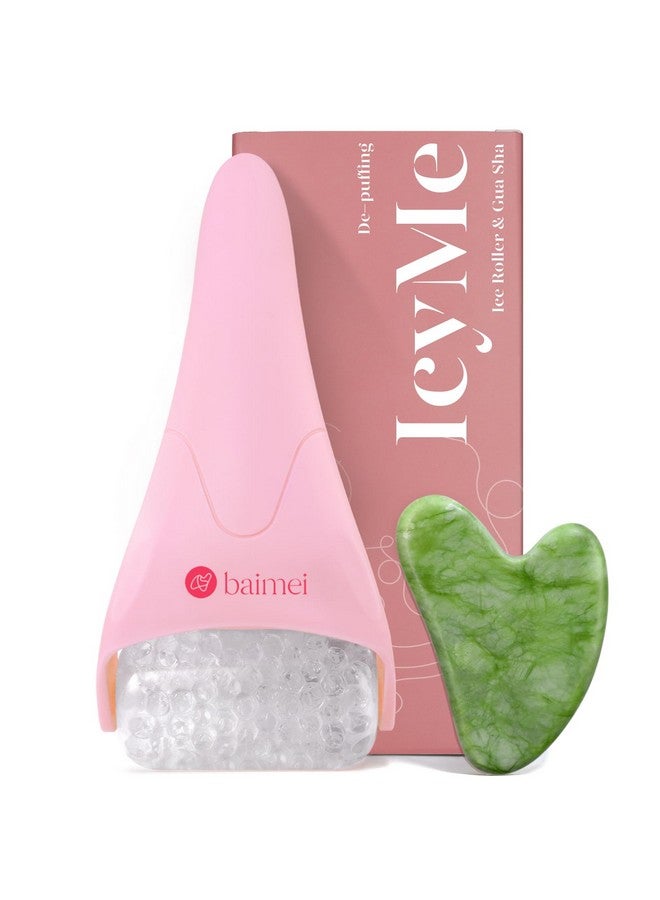 BAIMEI IcyMe Ice Roller for Face Women and Gua Sha Facial Tool Set, Ice Face Roller Reduces Puffiness, Relieves Migraines, Skin Care Tools, Self Care Gift for Women - Pink - Image 1