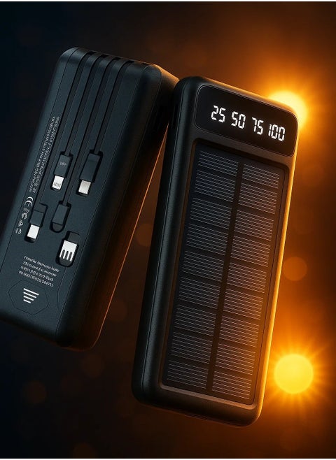 20,000mAh power bank with solar charging and a detachable wire