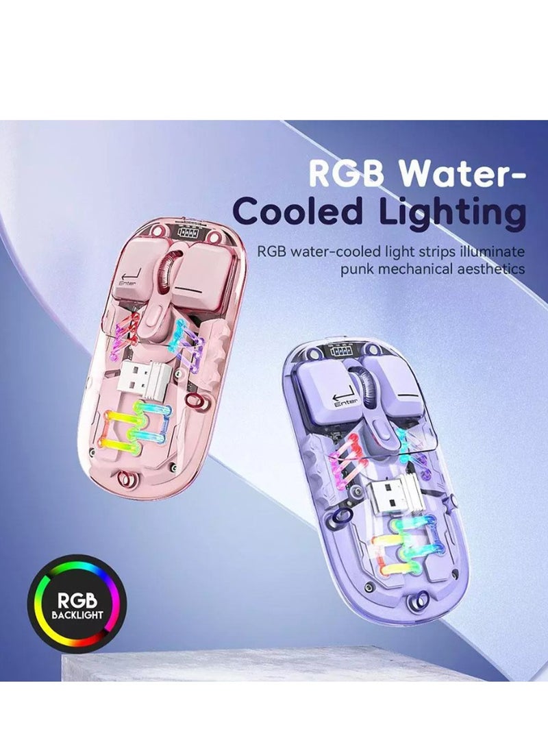 فوريف - ماوس بلوتوث لاسلكي شفاف ثنائي الوضع RGB مريح عالمي قابل للتعديل إلى 1600 نقطة في البوصة / FV-T7 أسود - Image 1