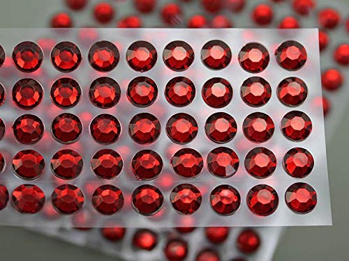 8mm SS40 Red Self Adhesive Acrylic Rhinestones Plastic Face Gems Stick On Body Jewels for DIY Cards and Invitations Crafts Bling Sticker  5 Sheets  250PCS